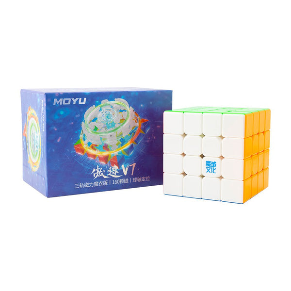 MoYu AoSu V7 4x4 Magnetic Speed Cube – Triple-Track UV Flagship